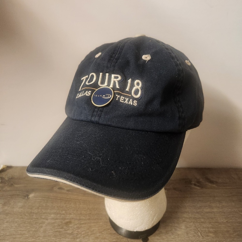 Tour 18 Golf Course Dallas Texas Strapback Blue Baseball Cap Hat W/ Ball Marker